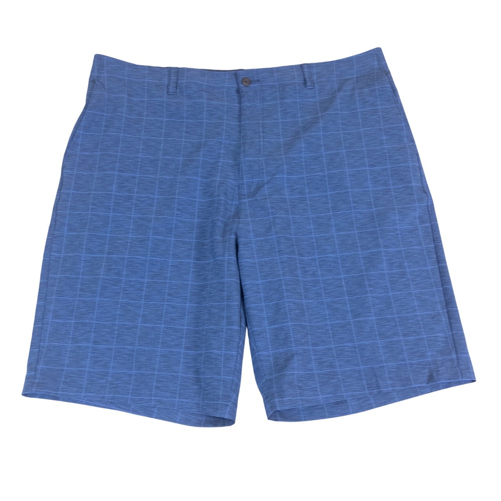 Ben Hogan Mens Blue Grid Performance Golf Shorts Size 42 Flat Front Athletic
